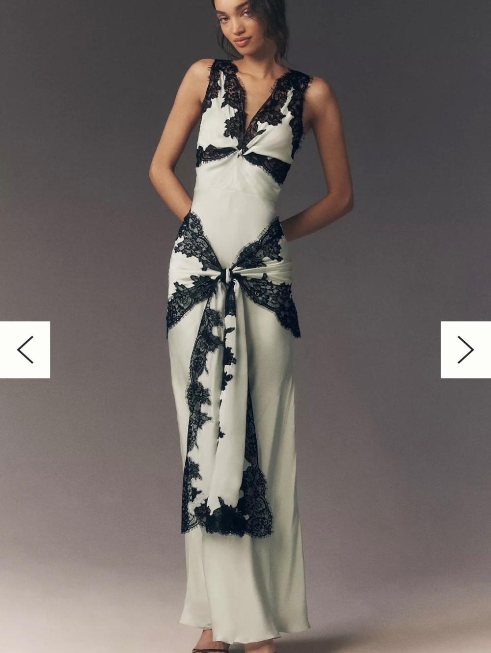 BHLDN Ella Waisted Scarf Lace Satin Slip Dress Mint Green Black Medium